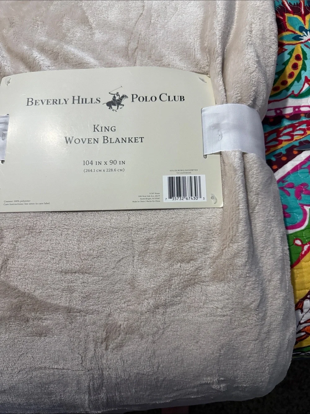 Beverly Hills Polo Club King Woven Blanket in Light Taupe